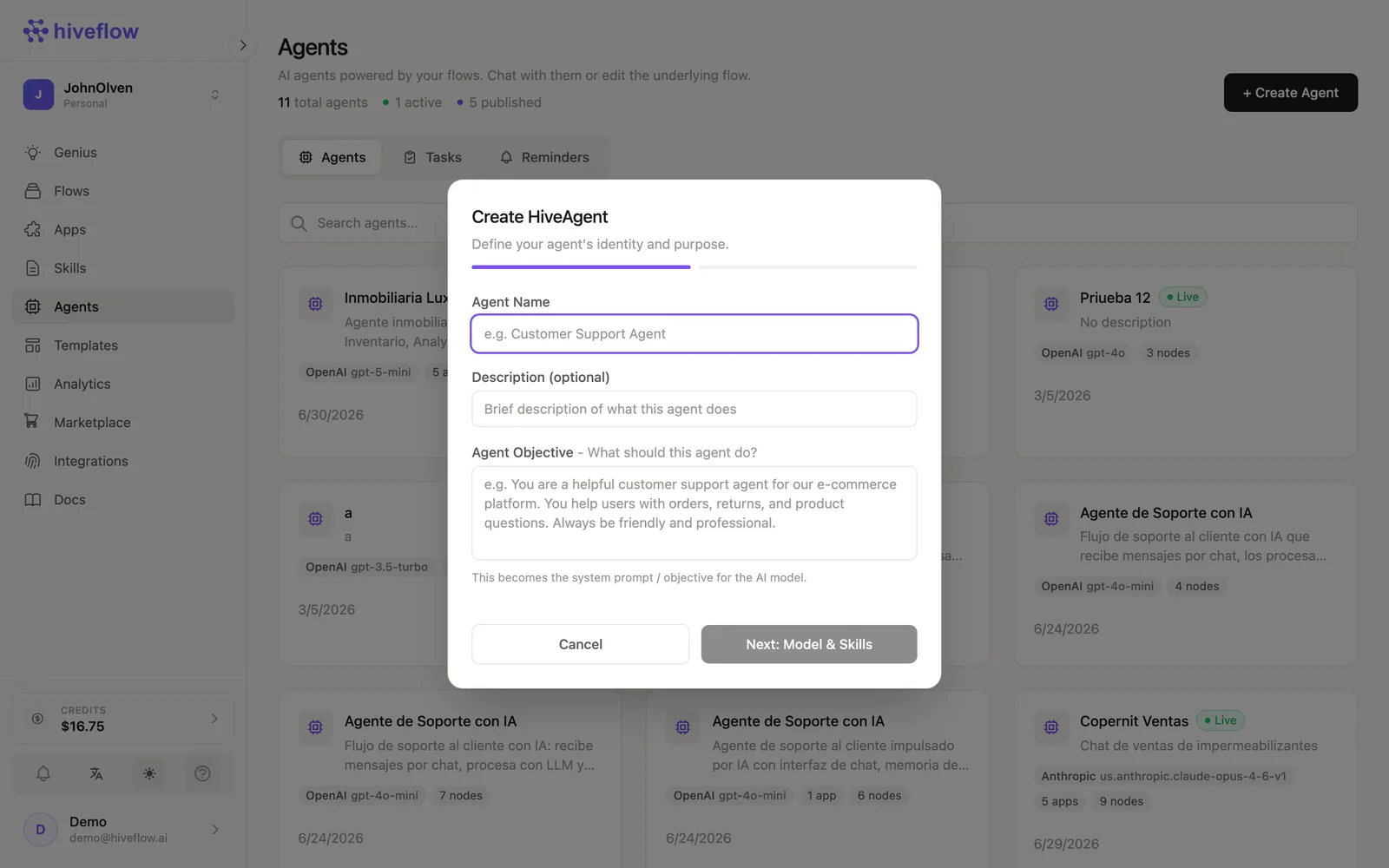 Creating an agent