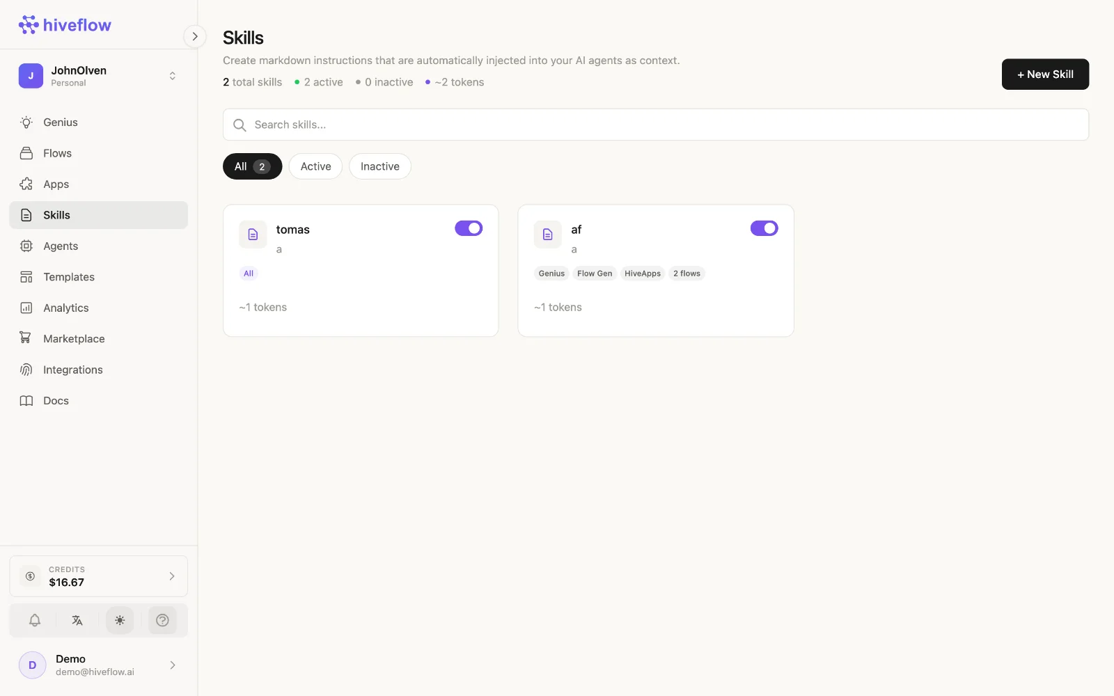 The Skills section